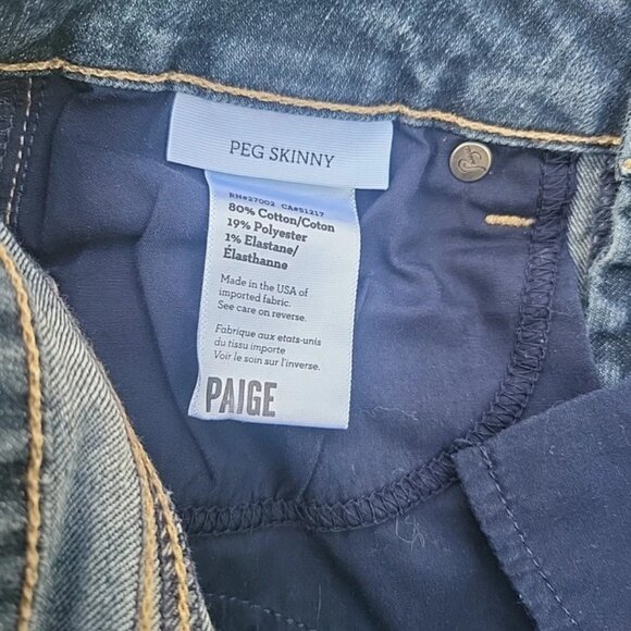 Paige Women's Peg Skinny Jeans Size 27 Stretch Dark Wash Denim - Picture 5 of 5